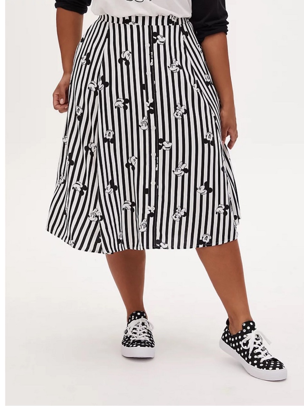 Torrid Disney Mickey & Minnie Mouse Striped Challis Midi Skirt 3X Plus Size